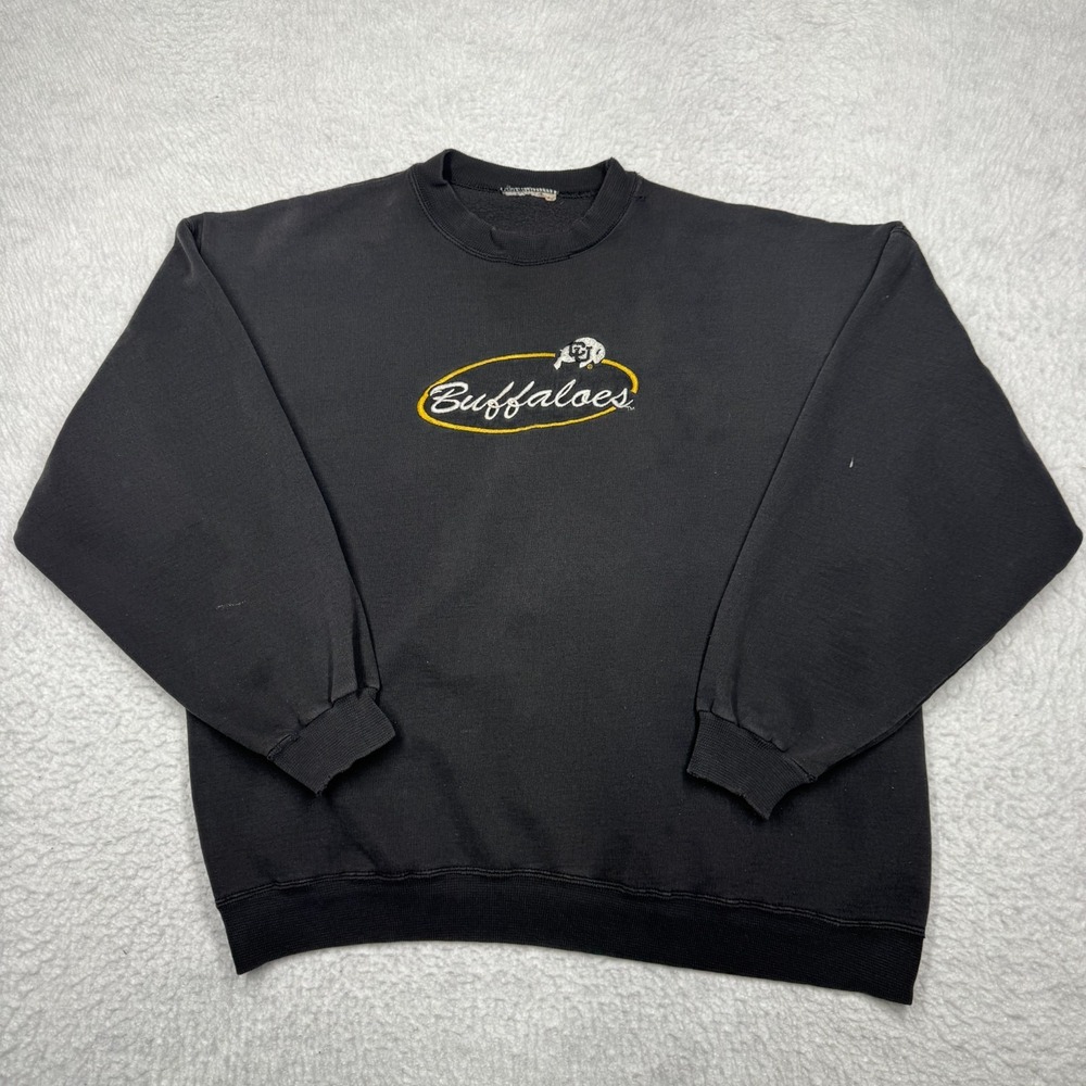 Vintage Distressed CU Boulder Golden Buffalos Crewneck Pullover Sweater XL